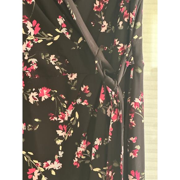 Chaps Size Large Women's Blue Faux Wrap Ruffle V-Neck Sleeveless Midi Dress - Picture 6 of 6